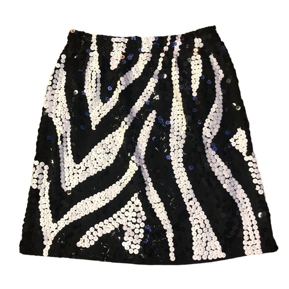 Vintage Cedars Skirt Womens M New with Defects Sequined Black Cream - Picture 3 of 16